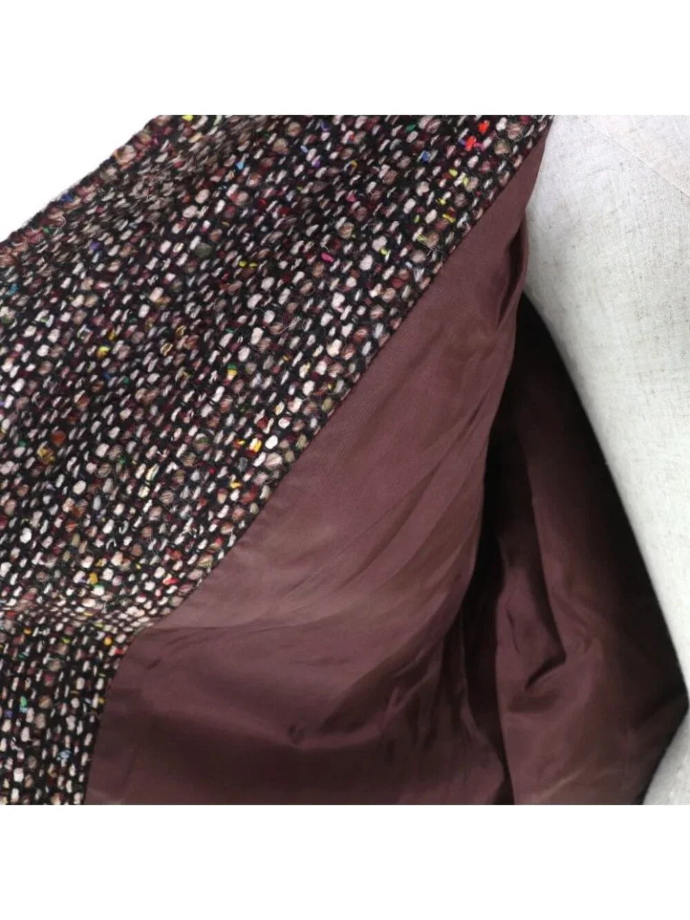 Celine Vintage Wool Blend Tweed Jacket With Logo Buttons Outerwear Brownish 44 - Picture 5 of 14